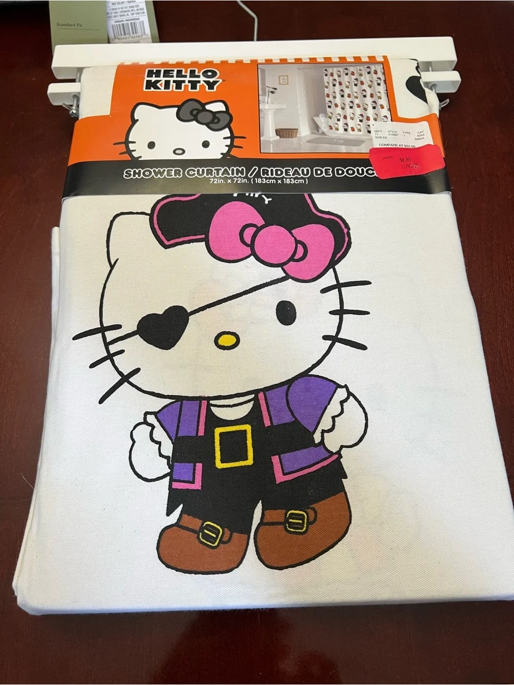Hello Kitty Halloween Shower Curtain - White with Orange, Black & Purple Accents